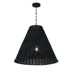 Rattan Taper Pendant Light Black 23.5 Inch