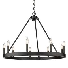 Matte Black 9 Light Ring Chandelier
