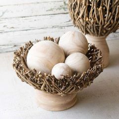 Root Compote Bowl With Wood Base 9.5 Inch