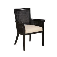 Woven Black Cane Dining Arm Chair