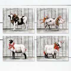 Christmas Farm Animal Canvas Wall Art