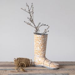 Floral Metal Garden Boot Pot