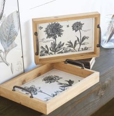 Botanical Fir Wood Tray Set of 2