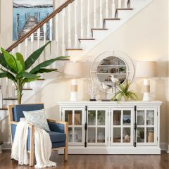 4 Door Painted Wood Farmhouse Media Console