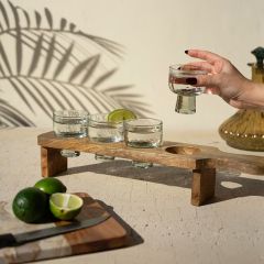 4 Glass Tequila Shot Flight Serving Set