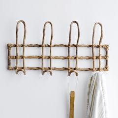 4 Hook Rattan Wall Rack