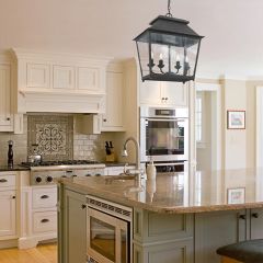 4 Light Lantern Pendant Antique Black