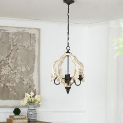 4 Light Weathered Whitewash Chandelier