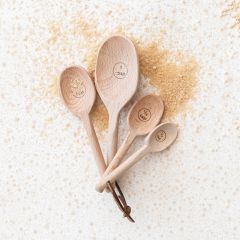 4 Piece Carved Wood Measuring Spoons Set of 2