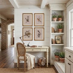 4 Piece Framed Antique Bird Print Collection