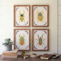 4 Piece Framed Beetle Painting Wall Decor Collection