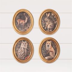 4 Piece Gold Framed Forest Animal Print Collection
