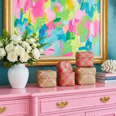 4 Piece Pretty Pink Patterned Lidded Woven Storage Box Set