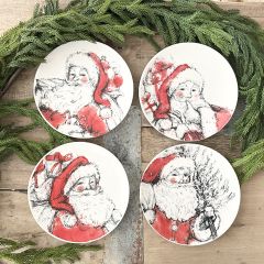 4 Piece Santa Print Plate Set 8 Inch
