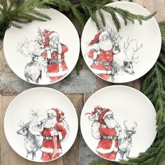 4 Piece Santa Print Plate Set 10 Inch