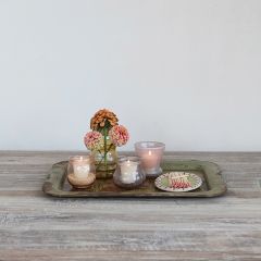 4 Piece Seeded Glass Votive Holder Set