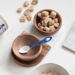 4 Piece Wood and Marble Serving Set