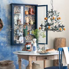 4 Shelf Display Cabinet with Patterned Paper Backing