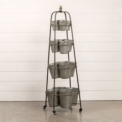 4 Tier Rolling Metal Buckets
