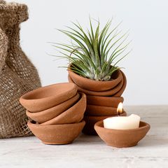 Rustic Terracotta Bowl Tealight Holders Set of 12