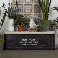 Vintage Inspired Metal Storage Bench With Cushion