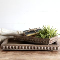 Decorative Wood Bead Tray Set of 2