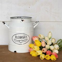 Antiqued Enamel Milk Can Flower Vase