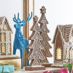 Holly Jolly Gingerbread Trees Set of 2