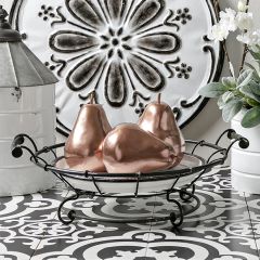 Wrought Iron With Round Enameled Tray Set of 2