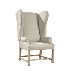 Modern Grand Linen Wingback Chair