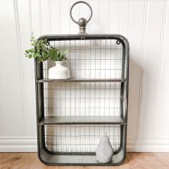 Hanging Metal Wall Shelf With Wire Backing