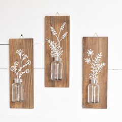 Glass Bottle Rustic Wall Vase Set of 3