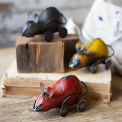 Vintage Inspired Mice On Wheels Decor Set of 3