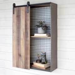 Rustic Rolling Door Wall Shelf