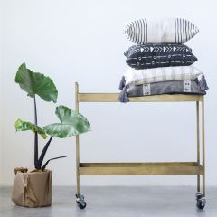 Antiqued Metal 2 Tier Rolling Bar Cart