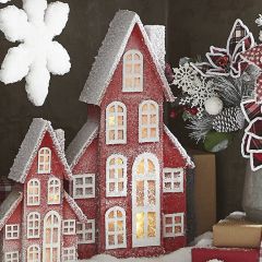 Snowy Lighted House Decor 31 Inch