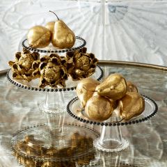 Glass Cake Stand With Bead Trim Set of 3