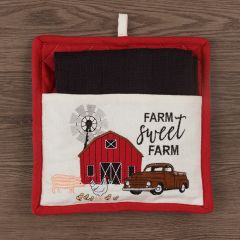 Farm Pot Holder With Tea Towel 2 Pieces