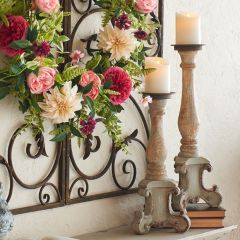 Weathered Wooden Candlesticks Set of 2