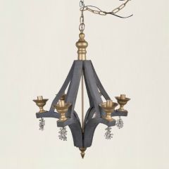 Single Tier Wood and Metal Chandelier