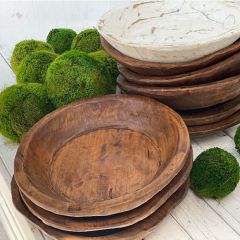 Primitive Farmhouse Round Wood Bowl