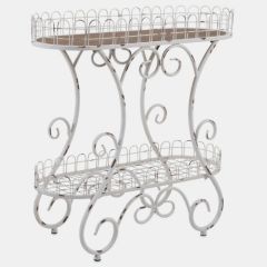 Elegant Double Tier Wrought Iron Tray Table