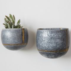 Wall Planters Set of 2 Galvanized Metal