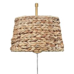 Brushed Champagne Bronze Swing Arm Light with Woven Sweet Grass