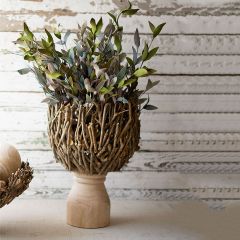 Root Compote Bowl With Wood Base 19 Inch