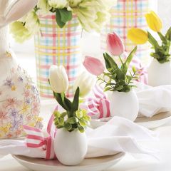 Faux Tulips in Egg Pot Set of 3