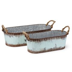 Oval Corrugated Washtub Planter