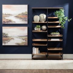 Rustic Wood and Metal Double Etagere