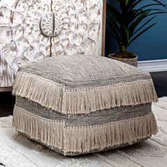 Fringed Pouf Ottoman