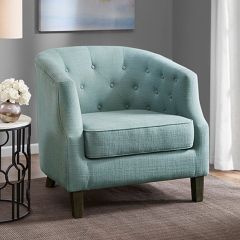 Button Tufted Barrel Back Accent Chair
